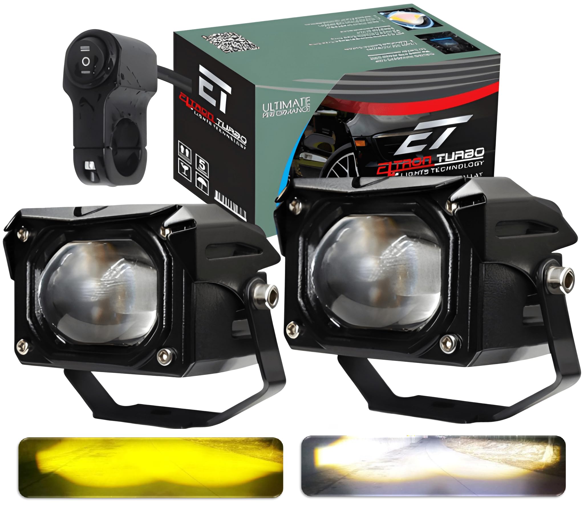 ELTRON TURBO High Bright Fog Light Laser LED Beam Power Heavy Duty Waterproof Universal For All Motorcycle,Bike,Cars Scooties Projector Light 2 Color White&Yellow Beam Pack Of 2 12-24V Dc 160W Power.-image-45