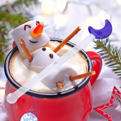 Miniatura 8 de 5 palitos de cristal Swizzle, agitadores de luna, lindos agitadores de bebidas, palitos de cóctel para agitar, cucharas para fiesta, cafetería, bar,