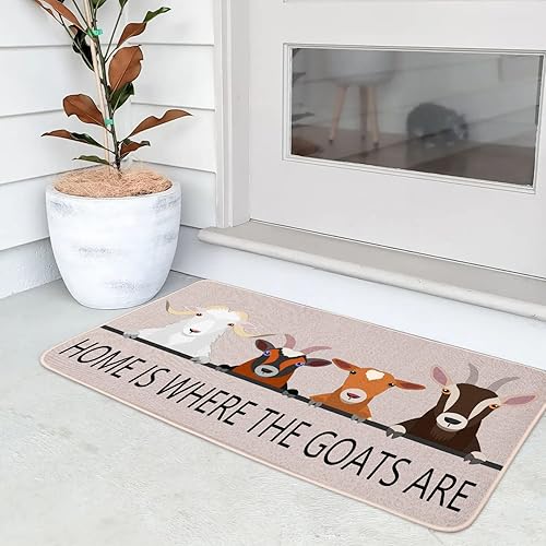 Miniatura 2 de YOUWOUS Tapete para puerta de 17 x 29 pulgadas, divertido tapete de bienvenida al aire libre, felpudos de granja para decoración de puerta delantera