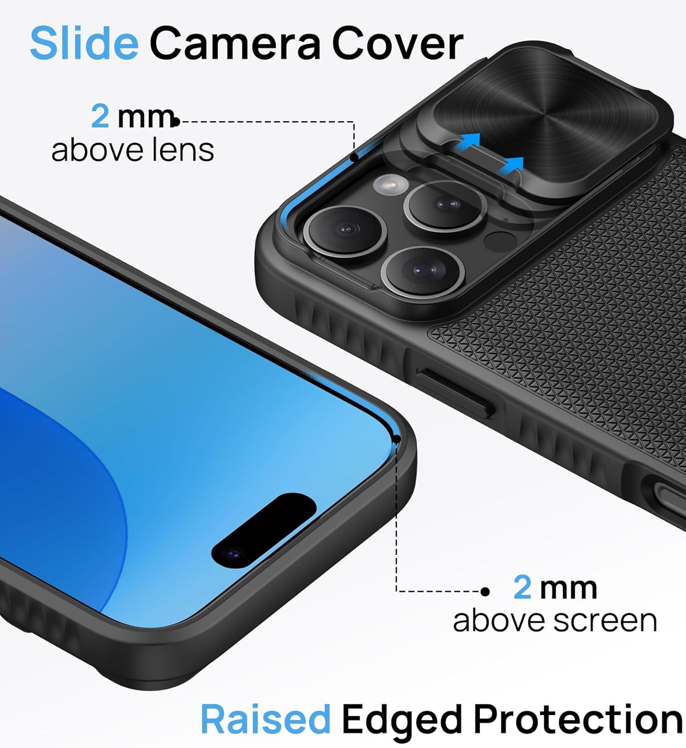 BXYJY for iPhone 16 Pro Case with Screen Protector & Stand, Slide Camera Cover, Slim Thin, Compatible with MagSafe, Military Grade Drop Protection, Women Men Magnetic Case for iPhone 16 Pro, Black