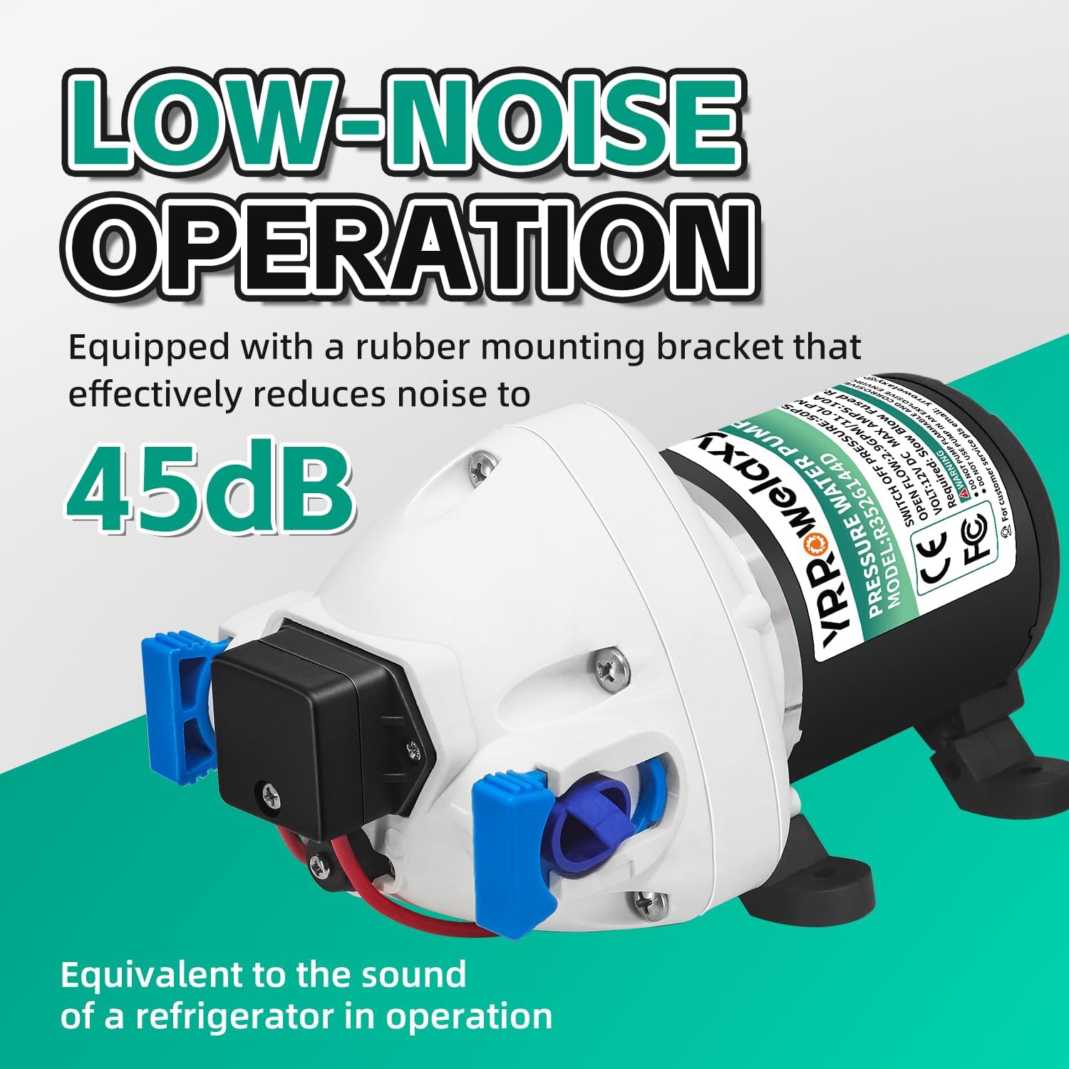 R35 RV Water Pump 12V Quiet | 12V DC Self-Priming Pressure Pump with Strainer & Switch for R3526144D 03526-144A for RV Marine Yacht Caravan (White)