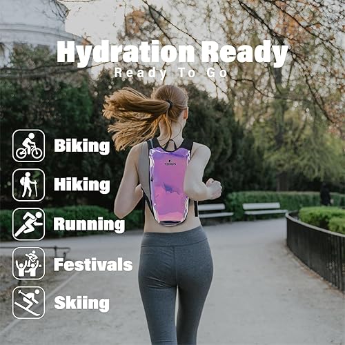 Miniatura 5 de Hydration Backpack Pack with 2L Water Bladder Rave Essentials Lightweight Bag for Hiking, Running Vest, Music Festival for Men Women (Flash)