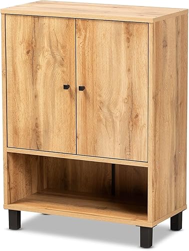 Baxton Studio Zapatero con roble y negro ATSC1613-Wotan Oak-Shoe Cabinet