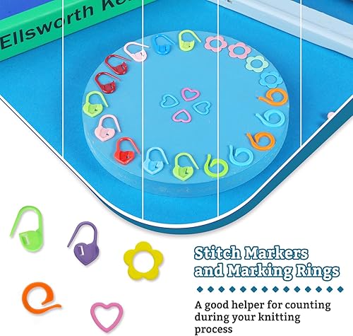 Miniatura 5 de Juego de 70 agujas de hilo, kit de agujas de zurcer, kit de agujas romas de ojo grande con aguja de tapiz doblada, agujas de tejer, agujas de coser