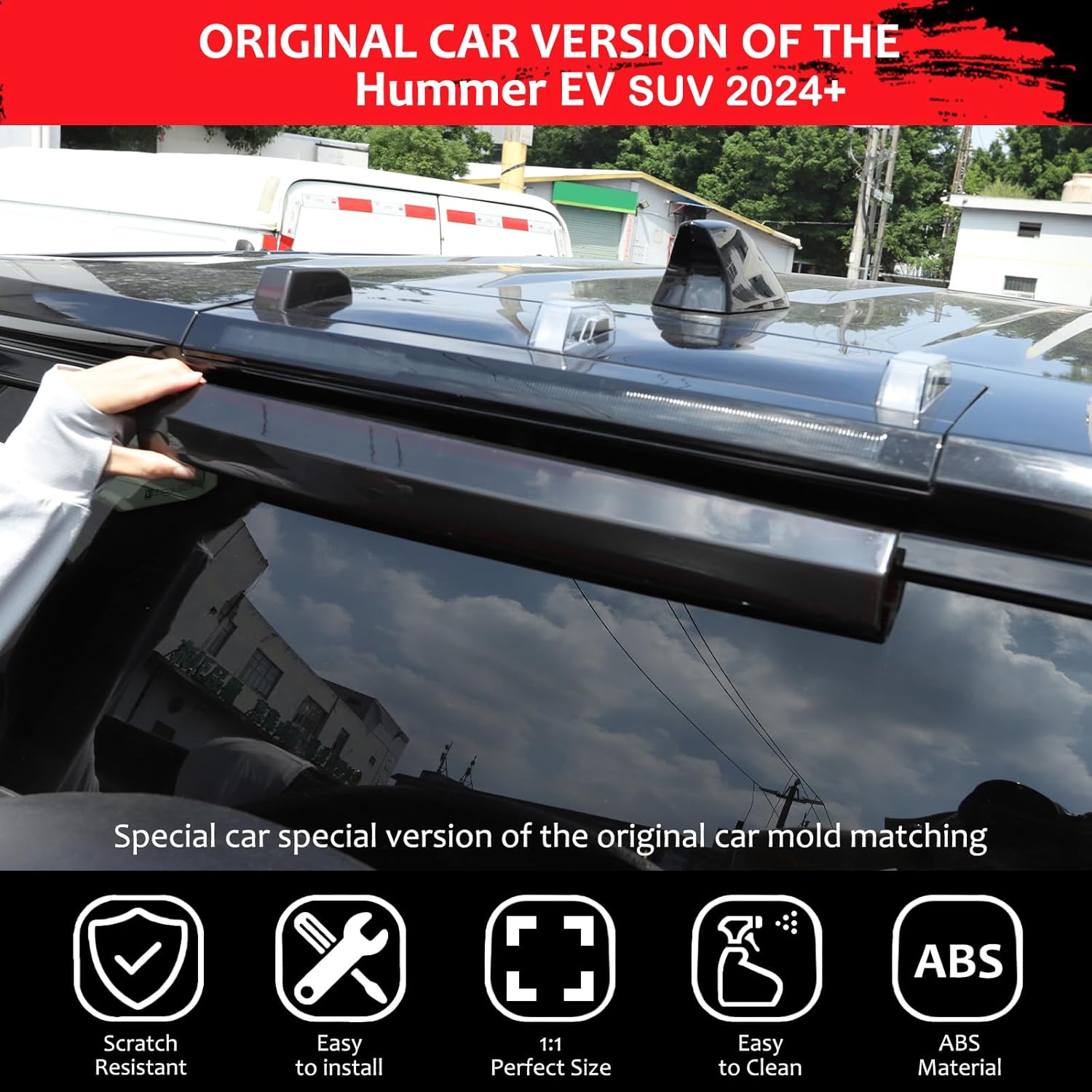 for Hummer EV Accessories Red Lens 3rd Brake Light Smoked Cover Trim Compatible with Hummer EV SUV 2024 2025+ High Mount Brake Light Third Lamp Housing Protection (SUV/Smoke)