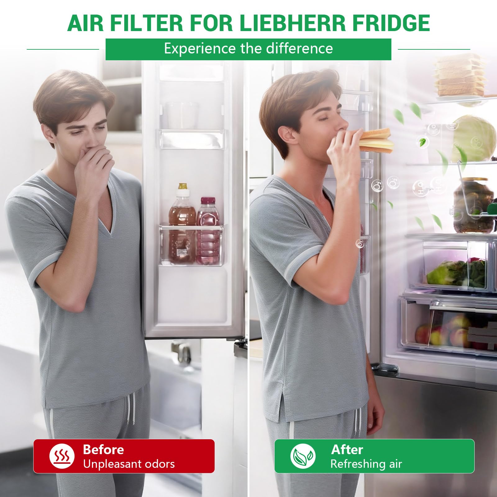 4 filtros Fresh Air para frigorífico Liebherr, filtro de carbón activo apto para 9096989, 988246000, 988246001, 9882429, 9882460, sustituye a 7440021-00