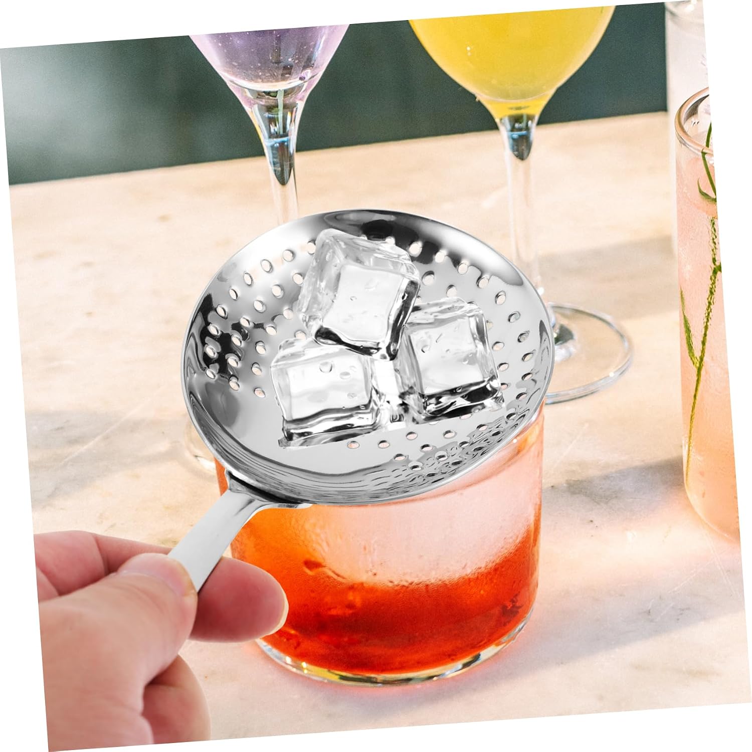 OUNONA 3pcs Cocktail Strainer Filter Mesh Bartender Accessory Stainless Steel Barware