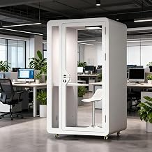 Sound Proof Mobile Office Pod Booth, Portable Modular Pod, Privacy Booth for Private Phone Calling, Single Person Workspace with Sound Isolation,A,59in