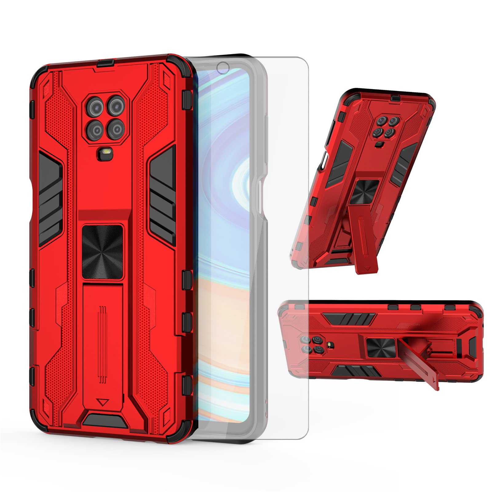Asuwish Phone Case for Xiaomi Redmi Note Pro/Note 9s/Note9 Pro Max/Poco  M2 Pro with Tempered Glass Screen Protector Cover and Stand Cell Mobile