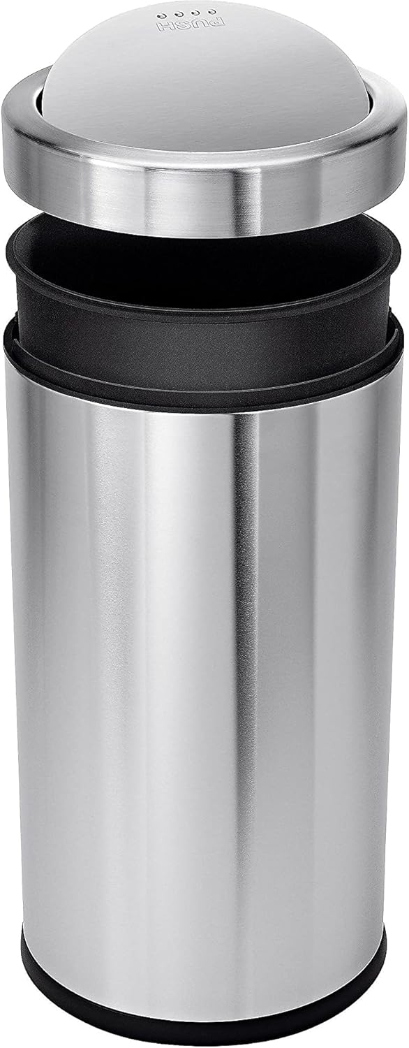 simplehuman 55 Liter / 14.5 Gallon Commercial Swing Top Trash Can, ADA-Compliant, 11-20 Gallons, Brushed Stainless Steel