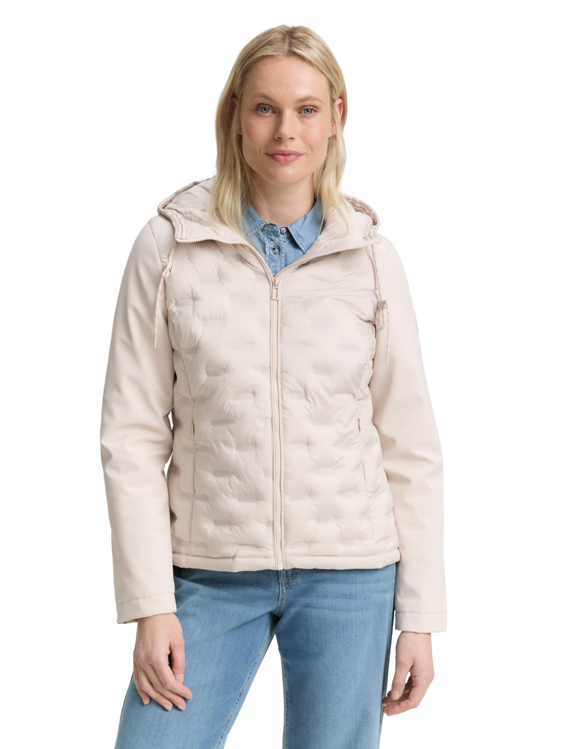 TOM TAILOR Damen 1046596 Hybrid Steppjacke mit Kapuze