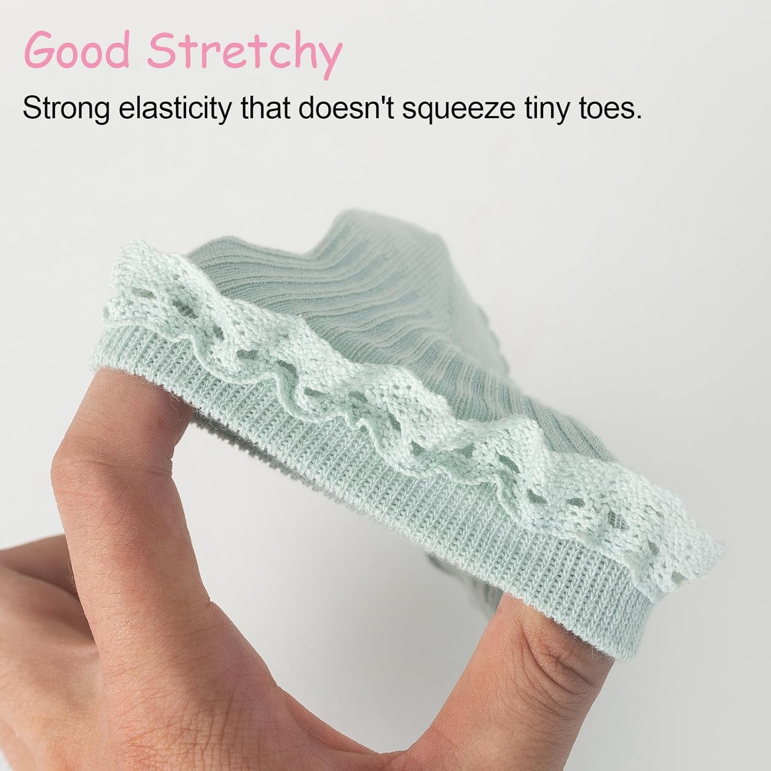 Looching 8 Pack Baby Girls Anti Slip Socks Toddler Frilly Ruffle Grip Ankle Cotton Socks for Infant/Newborn/0-2T - Image 2