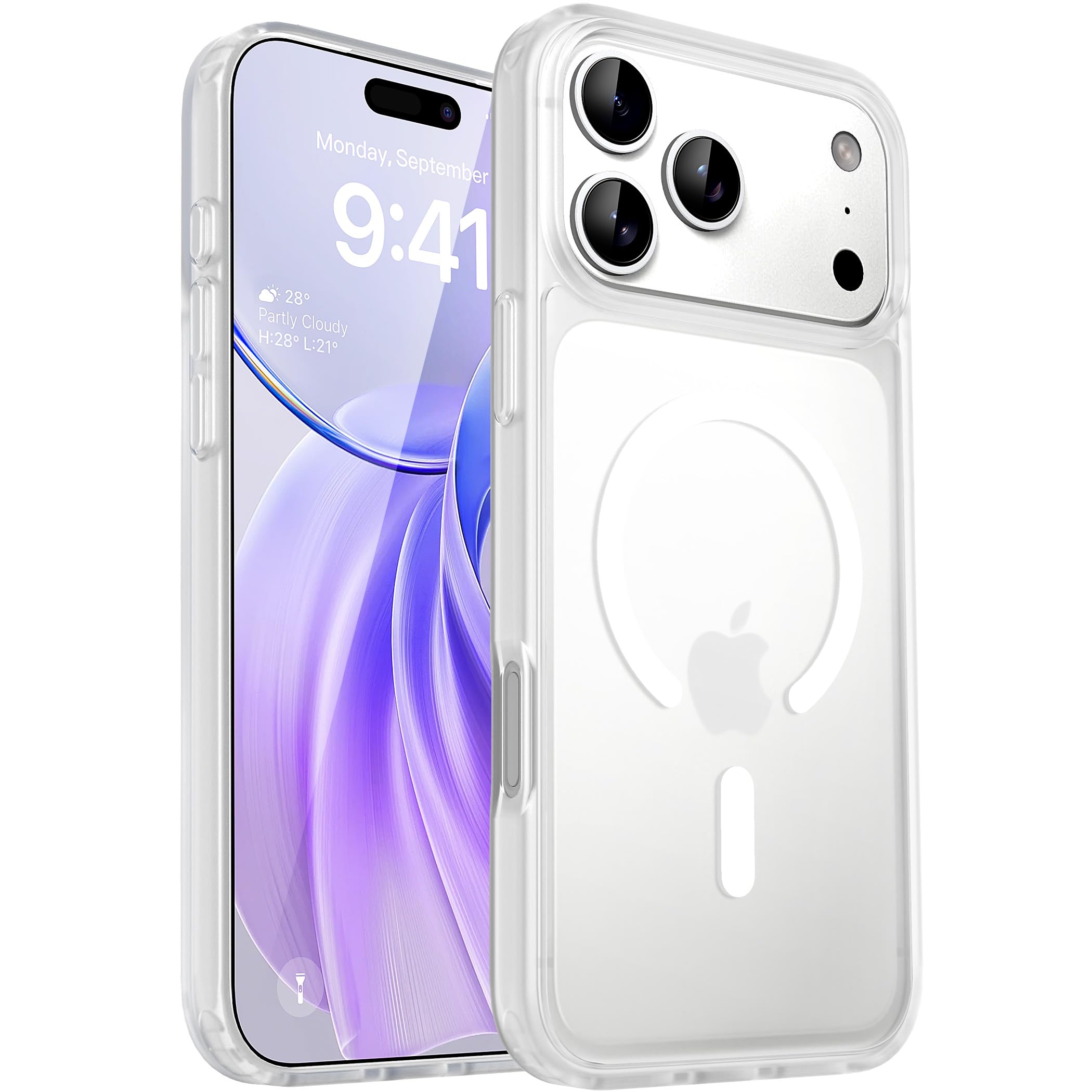 CACOE für Kameraschutzend, Kompatibel mit MagSafe, Stoßfest Kratzfest Magnetisch Rückseite Handyhülle für iPhone Case Transluzente