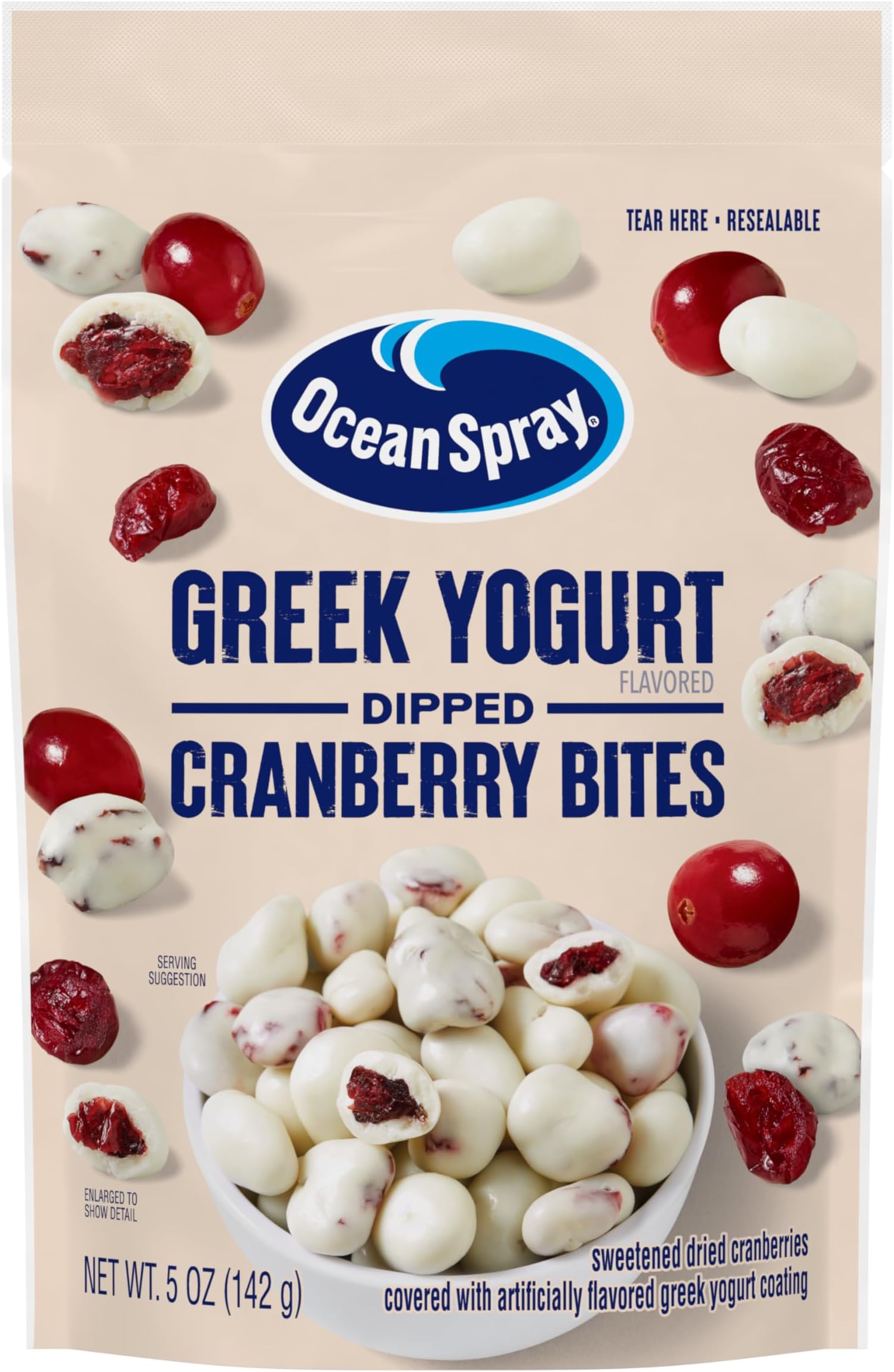 Ocean Spray® Greek Yogurt Covered Craisins®, Greek Yogurt Flavored, Covered Cranberries, Dried Fruit, 5 Oz Pouch