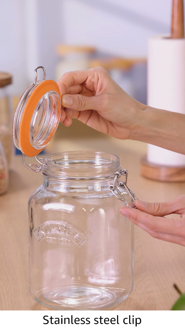 Amazon.com: Kilner 鞦韆頂部方形玻璃罐| 1.5 公升: 居家與廚房