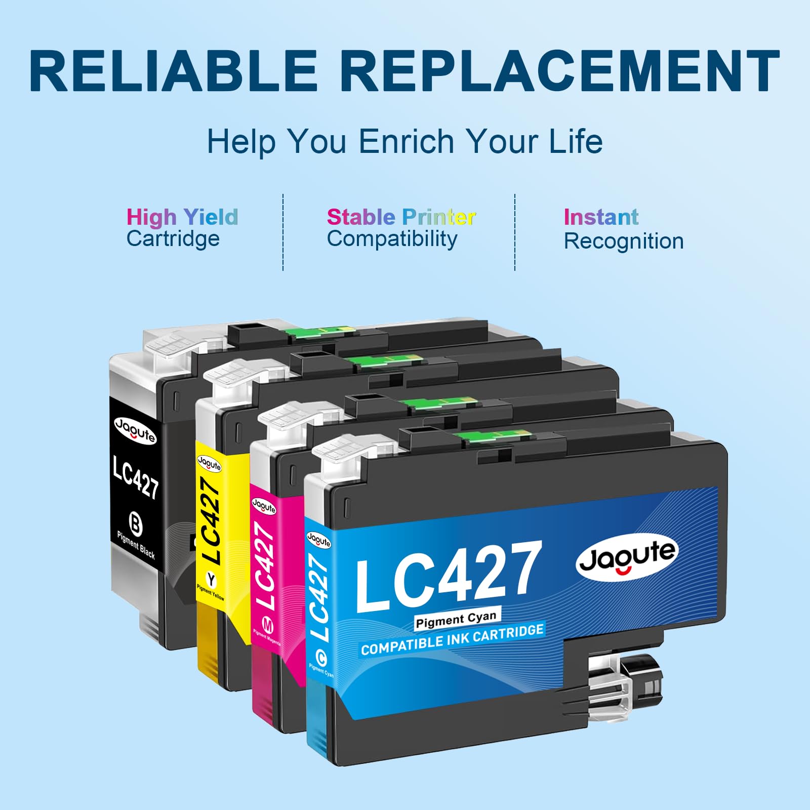 Jagute LC427 Cartucce d'inchiostro Compatibile per Brother LC 427 Cartuccia per Brother HL-J6010DW MFC-J5955DW MFC-J6955DW MFC-J6957DW MFC-J6959DW (4 Pack, 1x Nero, 1x Ciano, 1x Magenta, 1x Giallo)