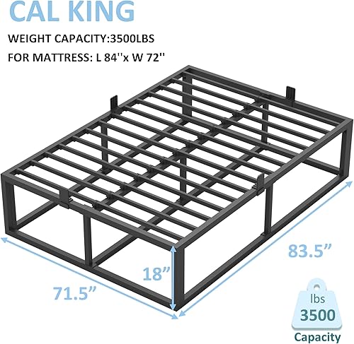 Miniatura 50 de Base de cama Queen de 10 pulgadas con soporte de listones de acero, plataforma de metal de perfil bajo, base de colchón de soporte de colchón, no