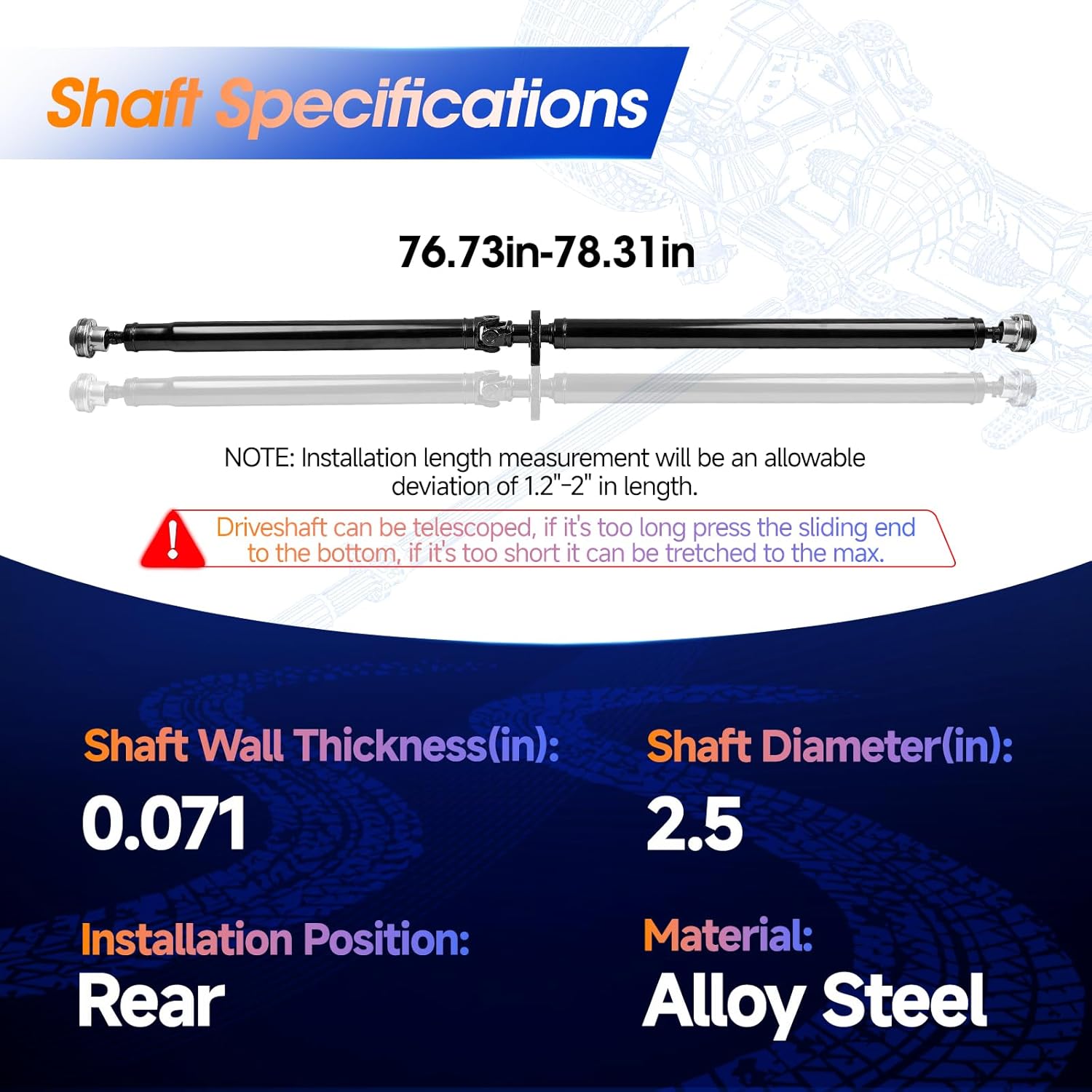 EJ7Z-4R602-B Rear Drive Shaft Prop Shaft Driveshaft Assembly Fit for ord Escape 2013-2018| Lincoln MKC 2015-2018, Sport Utility, AWD, OE EJ7Z-4R602-D, EJ7Z-4R602-B, EJ7Z4R602D