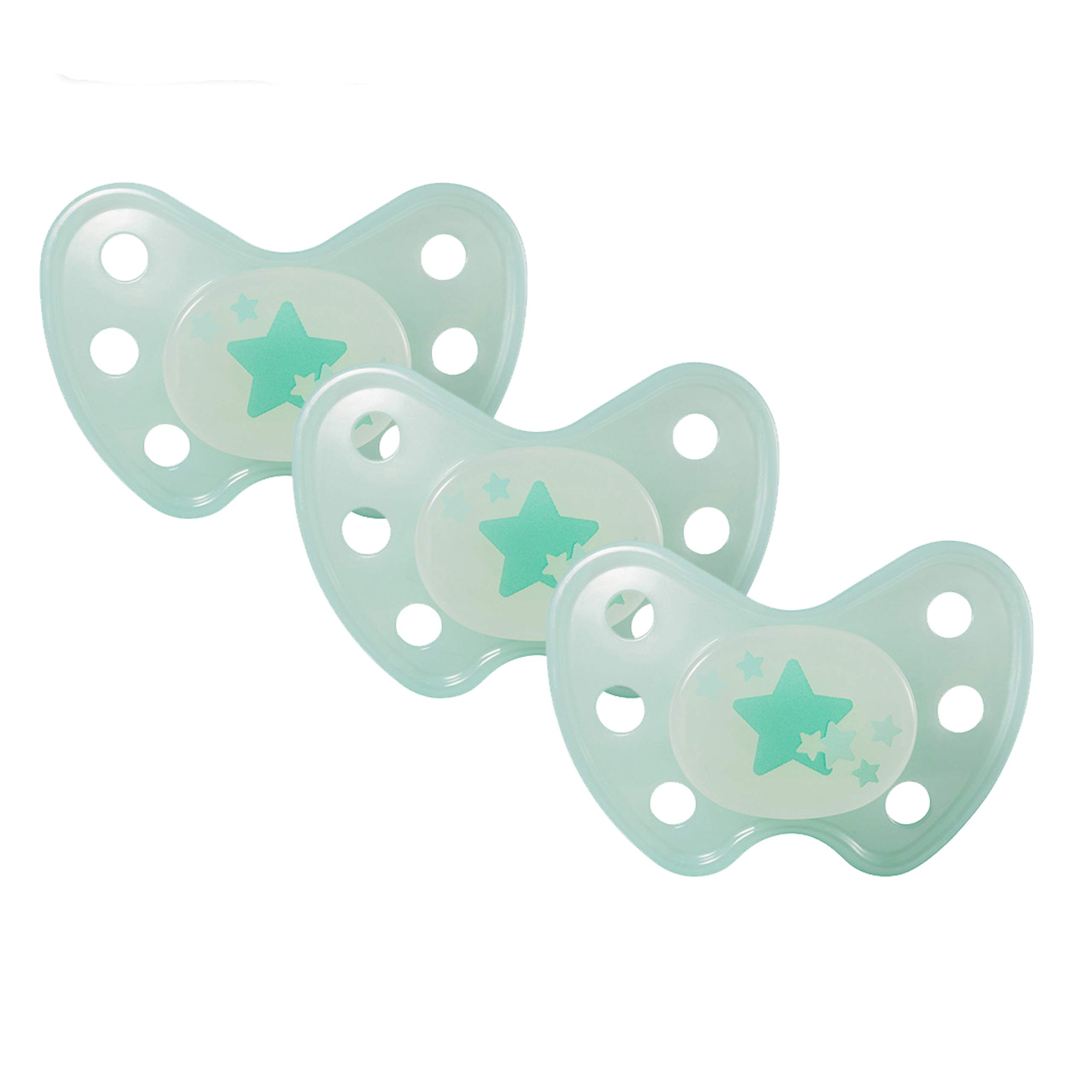 dentistar Night Silicone Soother Set of 3 - Size 3, from 14 Months - Silicone Soother with Dental Step - Glow in The Dark Baby Dummy - Made in Germany - Star, Pink — view 23