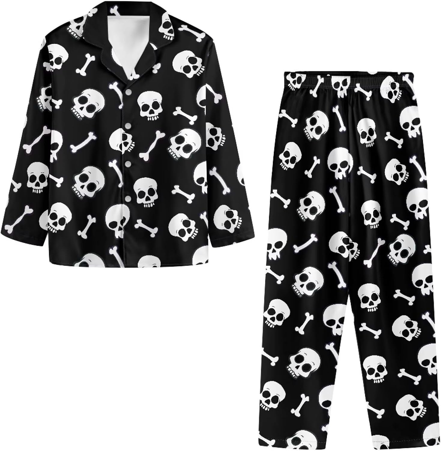 2 Piece Women Pajamas Set Comfortable Plus Size Fall Long Sleeve Button Up Top with Elastic Waist Pant