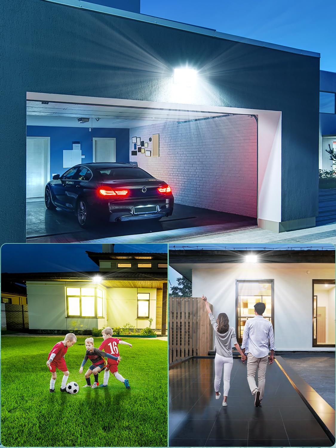 Faretto LED da Esterno 200W 20000LM con Sensore di Movimento e Telecomando, 6500K Bianco Freddo, IP66 Impermeabile per Patio, Giardino, Garage