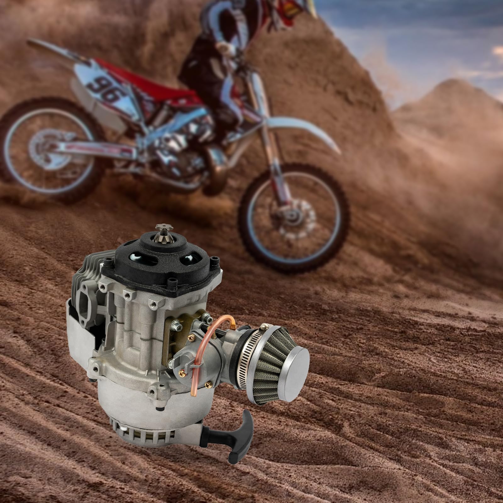 Mini motor de moto de 49 Cm3, motor de 2 tiempos, motor de dos tiempos, refrigerado por aire, apto para motocicletas con motor de dos tiempos, mini motocicletas todoterreno