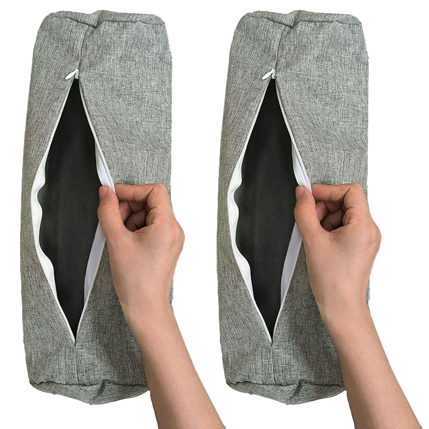 Set of 2 Cervical Neck Roll Pillow Covers With Zipper - Soft Round Bolster Pillowcases for Cylindrical Cushions (Pillow Cases Only)(#6,15x40cm/6x16in)