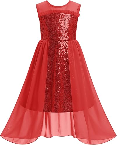 Girl Sparkly Sequins Tulle Dress Ruffle 6t 7t 8t 9t 10t 12t 