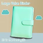 A5 Ring Binder, 6 Ring PU Leather Loose Leaf Notebook Planner Notebook Cover with 45 Sheets A5 Lined Paper, Binder Dividers for School Office Meetings,Green