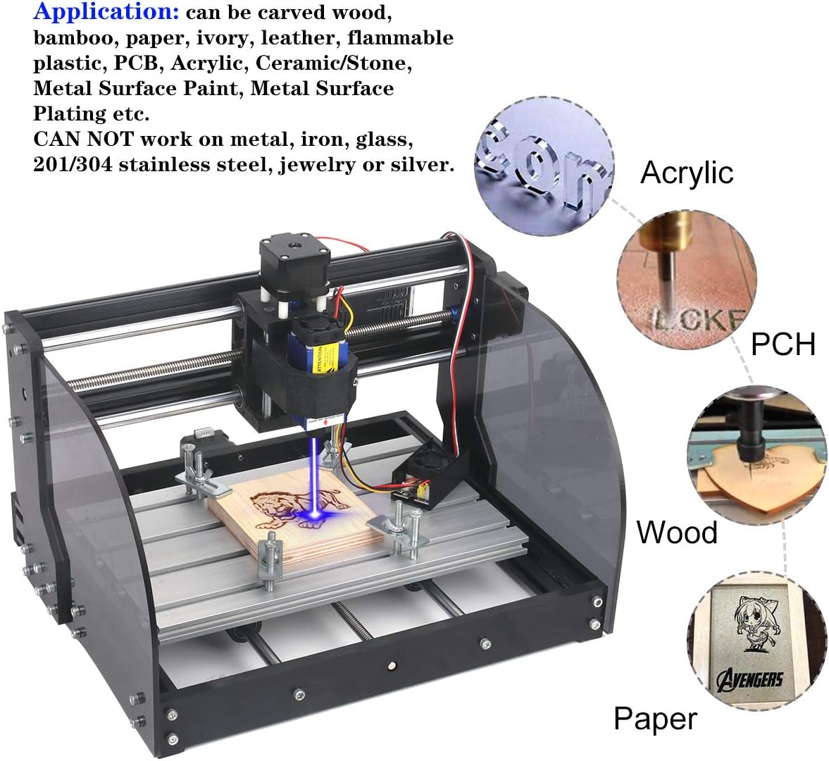 Black Friday Sale 2022 MYSWEETY 2 in 1 7000mW CNC 3018Pro-M Engraver Machine, GRBL Control 3 Axis Mni DIY CNC Router with 7W Module Kit, Plastic Acrylic PCB PVC Wood Carving Milling Engraving Machine with Offline Controller