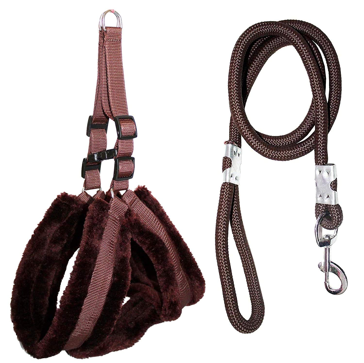 Skora Premium Qualtiy Fur Padded Nylon Dog Harness & Leash Rope 0.75 inch - Small (Chest Size - 23-28inch) Brown (B08RX4CKHP) Amazon Price History, Amazon Price Tracker