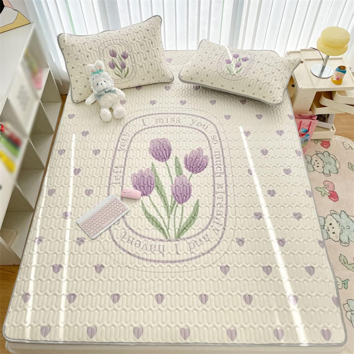 Single mattress pad, 3-piece set, soft, cool to the touch, machine washable, lion pattern, high density, fluffy and lightweight, mattress pad, cool mattress pad, 1 piece, 150x200*A, bed sheet, queen
