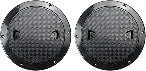 Amarine Made Paquete de 2 escotilla de inspección redonda antideslizante para barco, cubierta desmontable y agujeros preperforados en la placa de