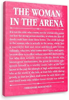 Pink Strong Women Posters Motivational Wall Decor,The Woman in the Arena Wall Art Canvas Framed Painting for Women Room Bedroom Wall Decor 9