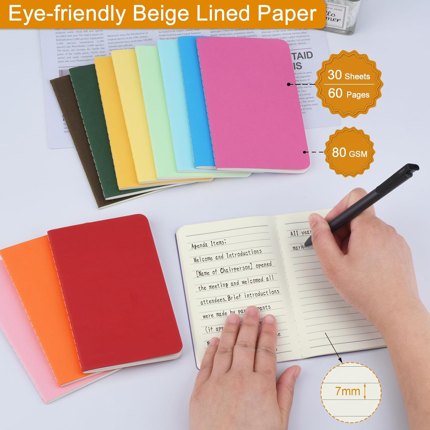 ZCZN 120 Pack Mini Pocket Notebooks Bulk, 3.5 X 5.5 Inches Mini Journals, 30 Sheets/60 Pages, Colorful Cover Notepads for Writing, Planing, Work, Memo (120, Lined)