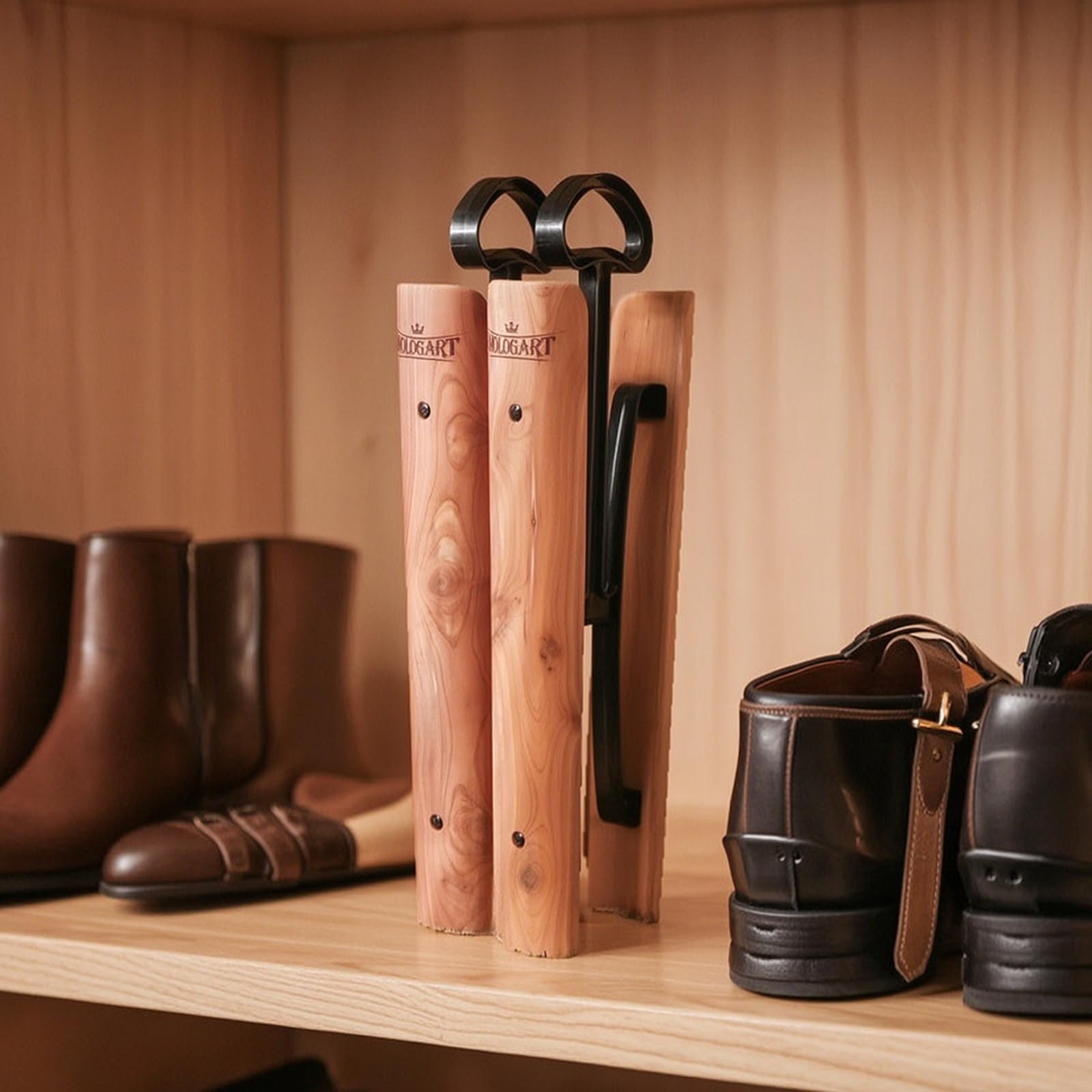Qianly Embauchoir à Bottes avec Poignée Robuste Embauchoir En Cèdre Stable Accessoire pour Dressing