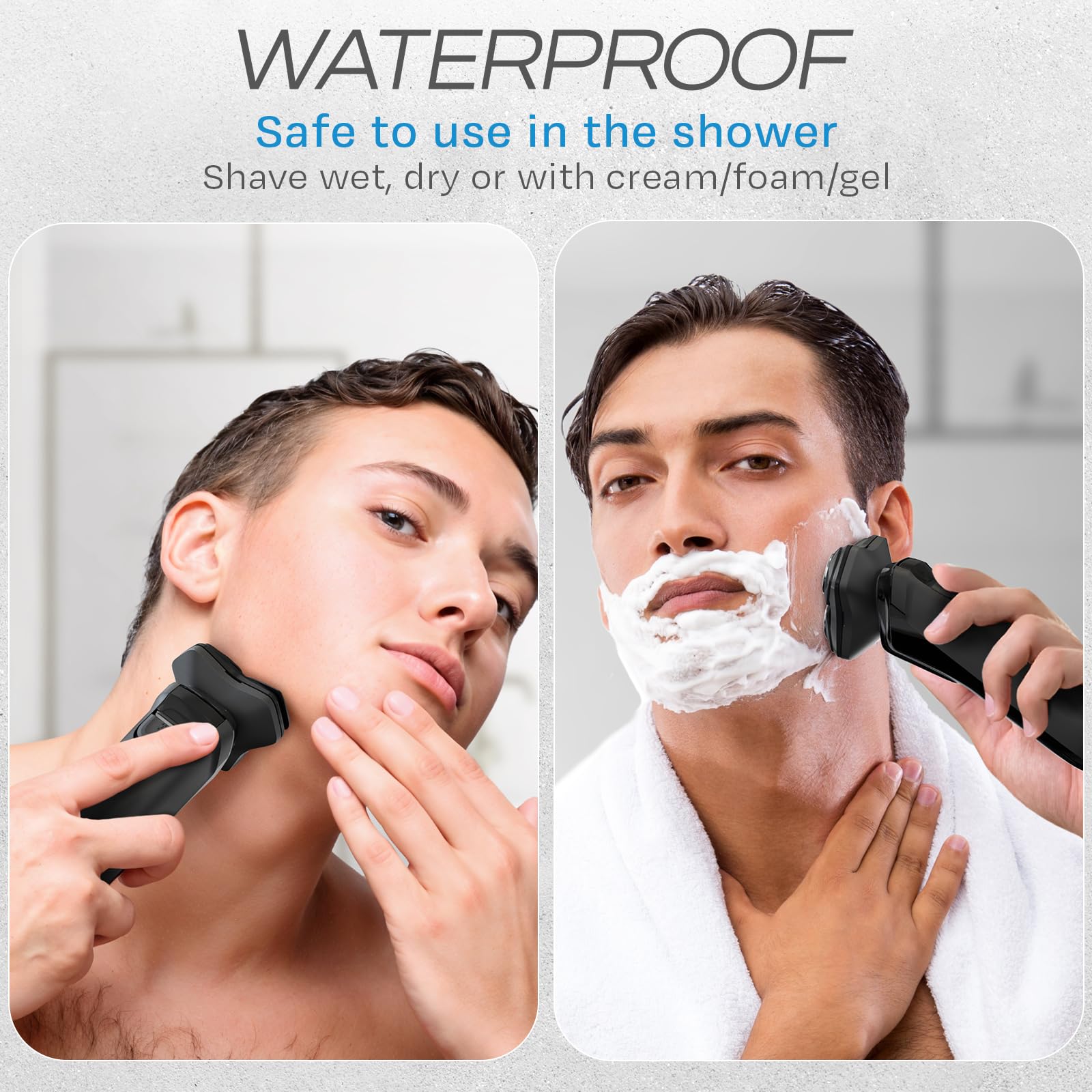 MK8 - Afeitadora facial giratoria de alta calidad, afeitadora eléctrica recargable en húmedo y seco con recortadora emergente, maquinilla de afeitar eléctrica para hombres, impermeable, 4