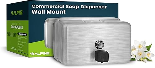 Alpine Dispenser de jabón líquido manual, amurado, de acero inoxidable, 40 onzas de capacidad., Acero inoxidable, 1
