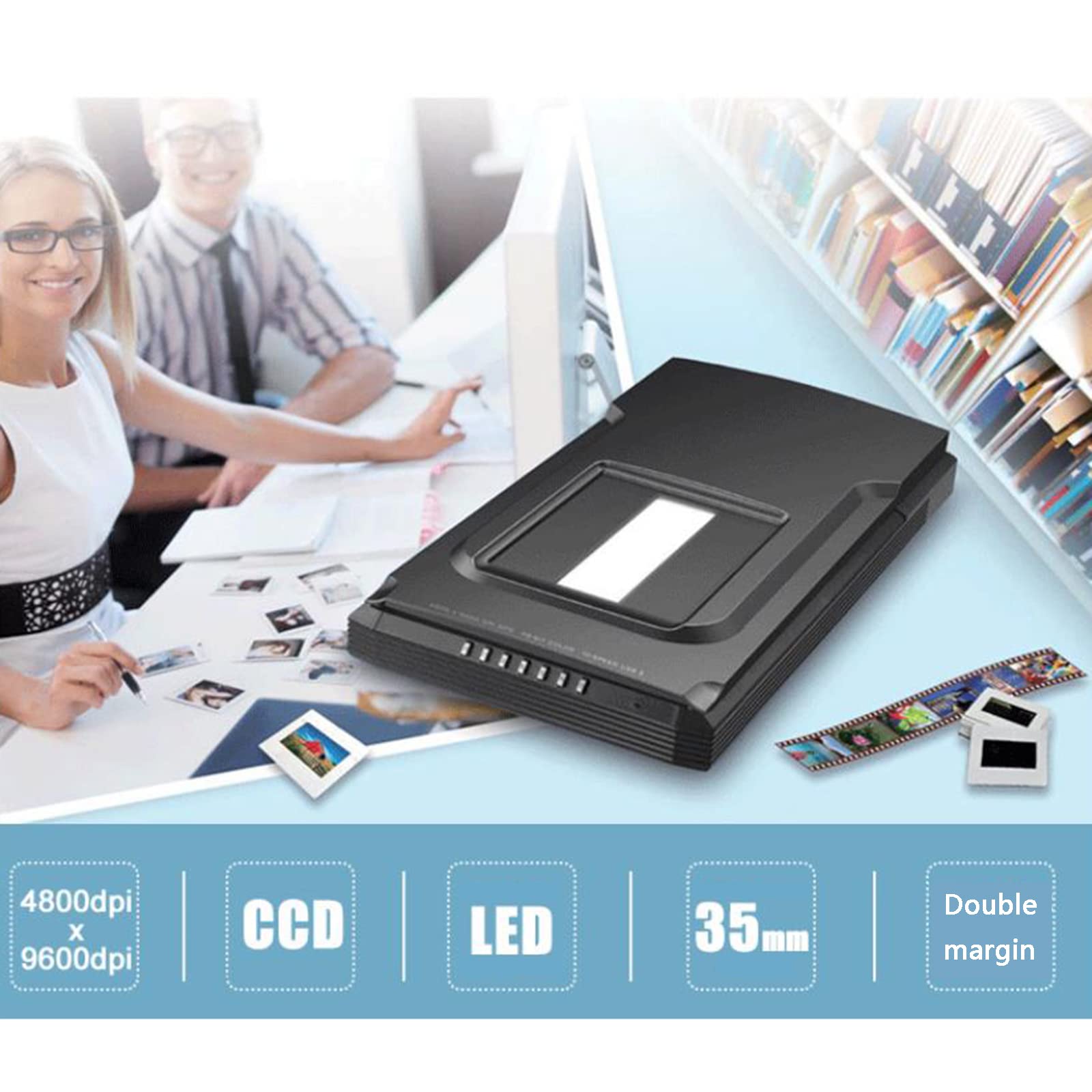 Scanner Piano A4, Scanner per Foto e Documenti, risoluzione Ottica 4800 DPI, velocità di scansione Rapida di 8 Secondi, Scanner per Documenti per Foto a Colori, Immagini, pellicole, Negativi