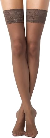 Conte Ultra Fine Sheer Thigh Highs Self-Supported Stockings Silicone Lace Top Stay Ups Class 12 Den