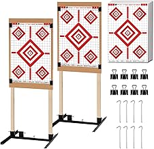 Atflbox 2 Pack Shooting Target Stand with 10pcs 17x25 Inch Sight in Paper Targets, Durable Paper Target Holder with Stable Adjustable Base for Cardboard Silhouette, H Shape, USPSA/IPSC, IDPA Practice