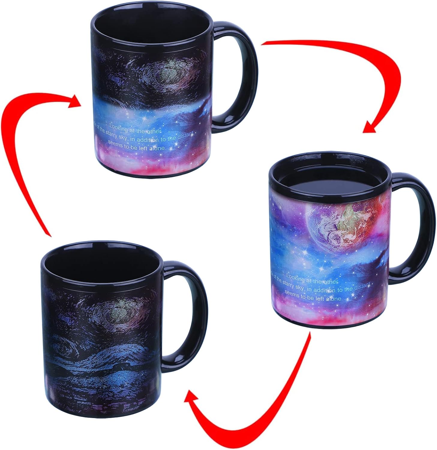 Antner Magic Heat Changing Coffee Mug Starry Night and Interstellar Color Changing Ceramic Mug Novelty Heat Sensitive Cup, 12oz