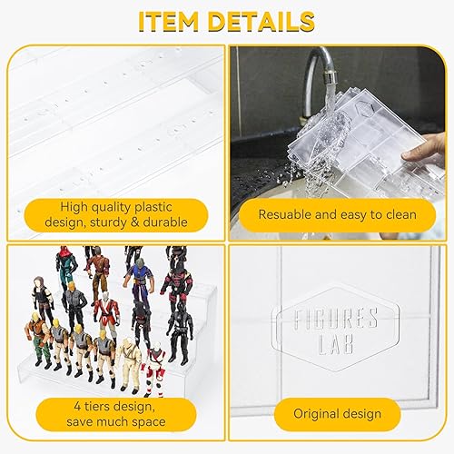 Miniatura 10 de Star Was Black Series - Soporte para figuras de 6 pulgadas para exhibición, estante de figuras de acción con clavijas flexibles para organizador de