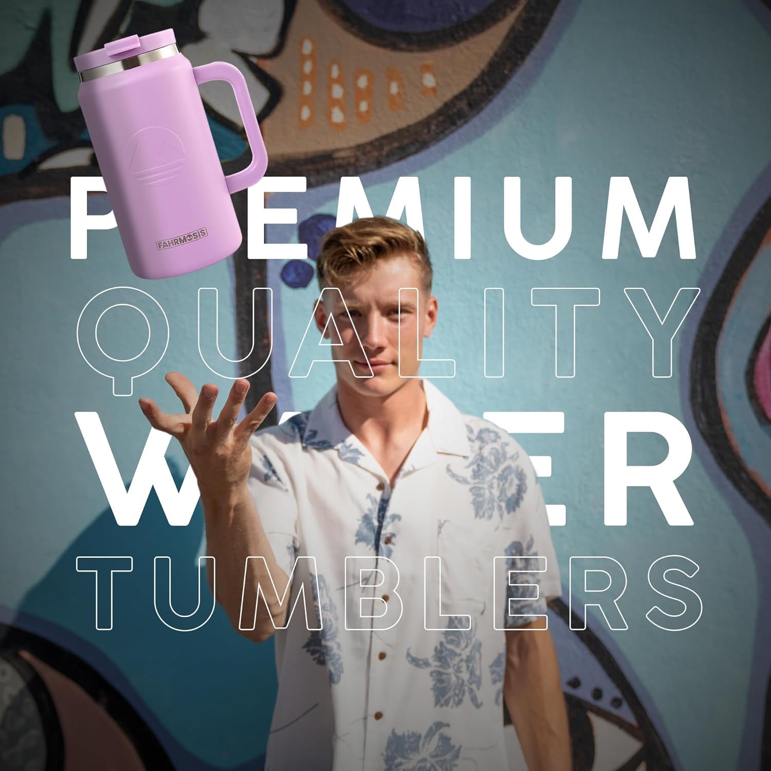 50 Oz Tumbler with Handle and Straw Large Insulated Tumbler Stainless Steel Travel Mug for Hot & Cold Drinks, Reusable Water Bottle with Lids and Straw - Lavender - Image 6