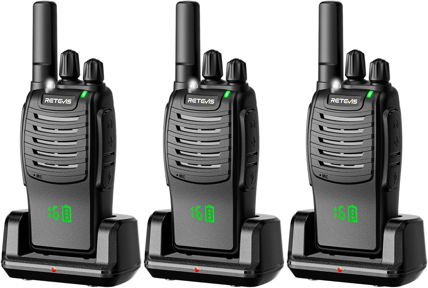 Retevis H-777H Walkie Talkies Rechargeable,2 Way Radios Long Range,USB-C,VOX,Short Antenna,Hidden Display,Flashlight,Portable FRS Two-Way Radios for Adults Retail Church Club (3 Pack)