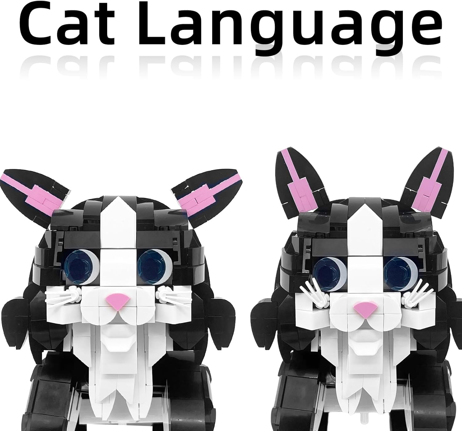 Xbert 1200PCS Tuxedo Cat Building Block Sets, Playable Cats with Fish Bone,Cat Food, Ball Toy, Animal Figurines Home Desk Decor for Adult&Teen, Gifts for Cats Lovers
