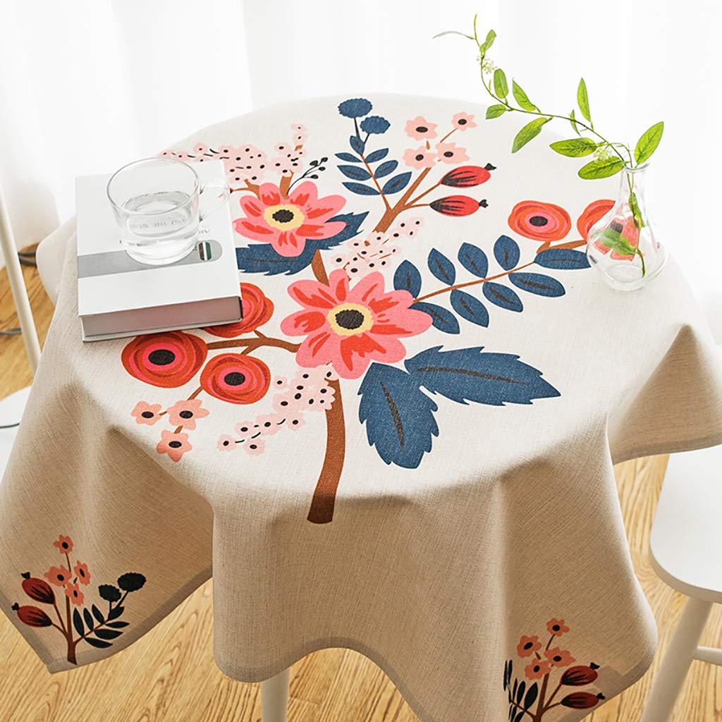 Grande nappe ronde en lin et coton pour repas de cuisine et tables de jardin