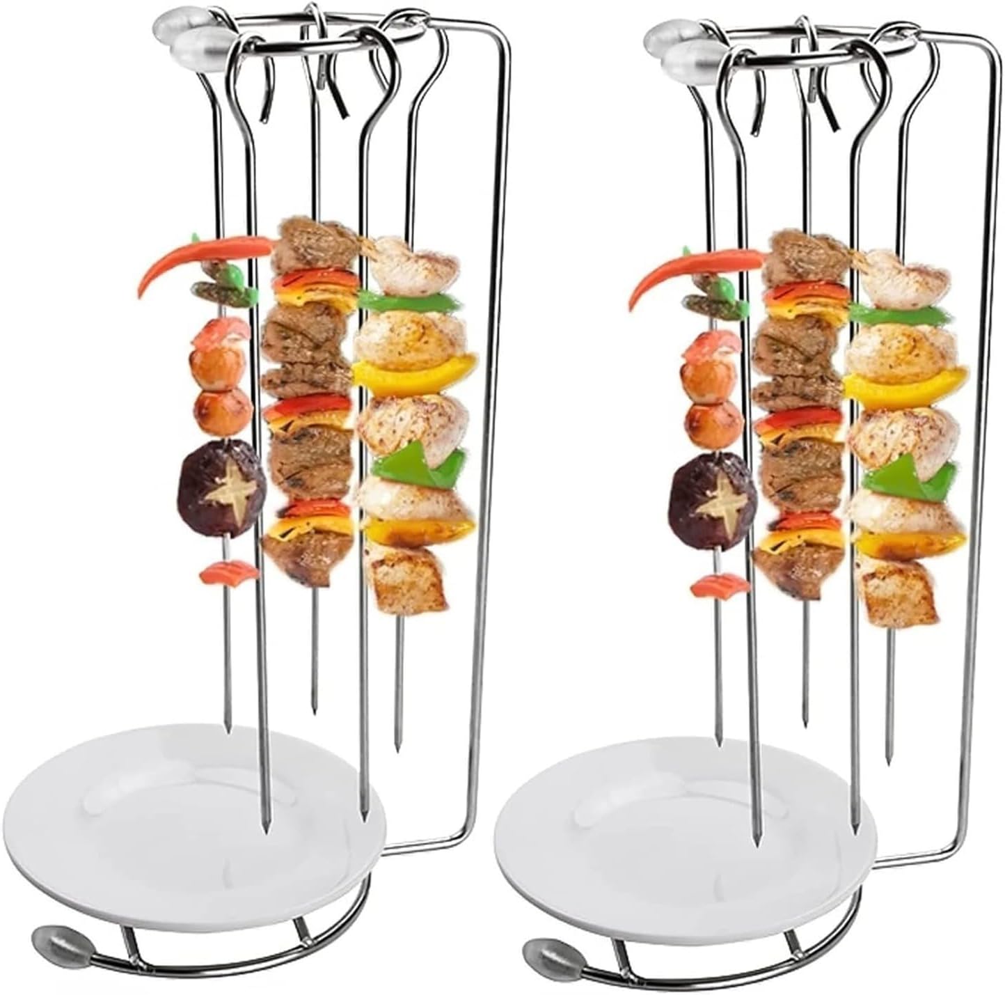 Stainless Steel Kebab Rack Hanging Rack Upright BBQ Skewers Stand Reusable Sticks for Grilling Meat and BBQ, Suitable for Outdoor Cooking