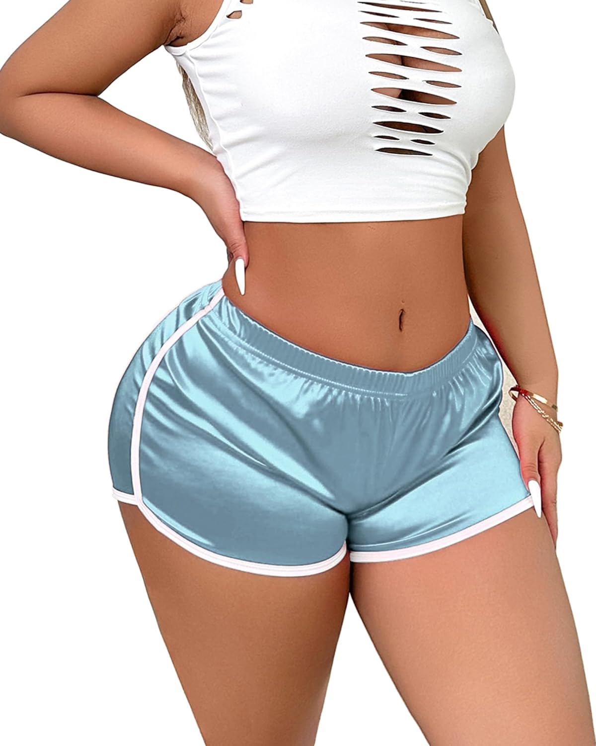 Booty Shorts for Women Sexy Micro Lounge Biker Running Athletic Shorts Workout Hot Pants Rave Bottoms