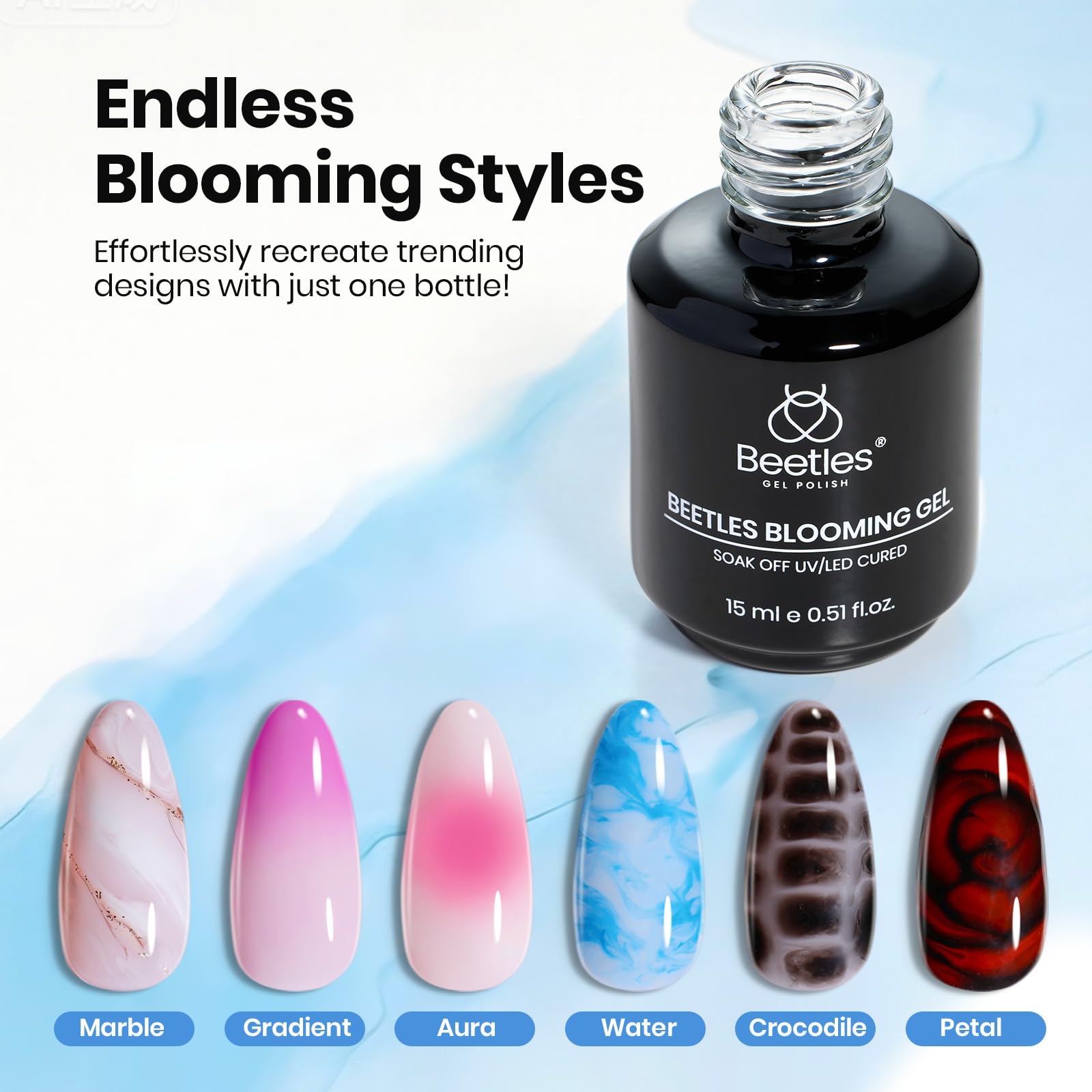 Beetles Blooming Gel - Tortoise Nail Art -4 Beetles Blooming Gel - Tortoise Nail Art -4